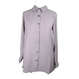 Joan Rivers Shirt XXS Storm Gray Button Up Criss Cross Back Polyester (B16-173)